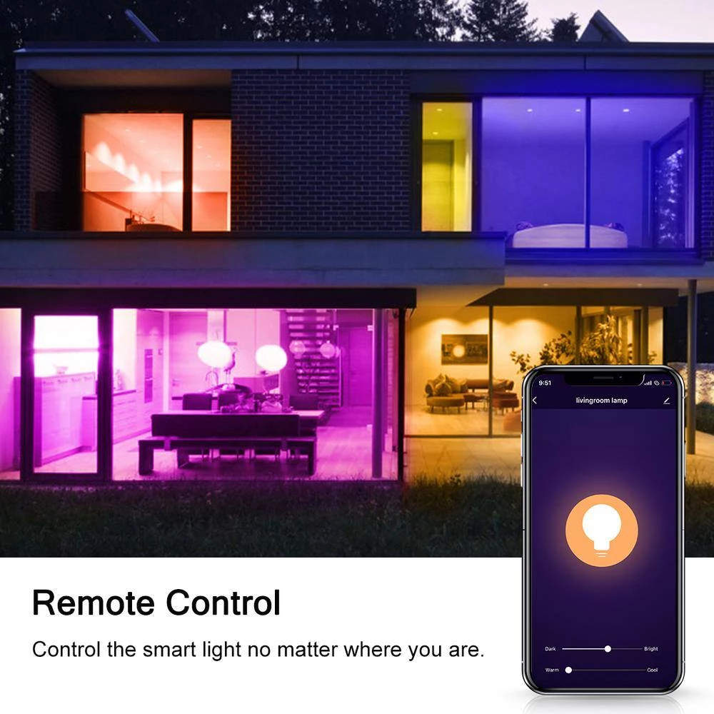 100W Equivalent LED RGB Color Changing 2700K-6000K WiFi Smart Light Blub (1-Pack) by YANSUN 7 100W Equivalent LED RGB Color Changing 2700K-6000K WiFi Smart Light Blub (1-Pack) by YANSUN - Image 5