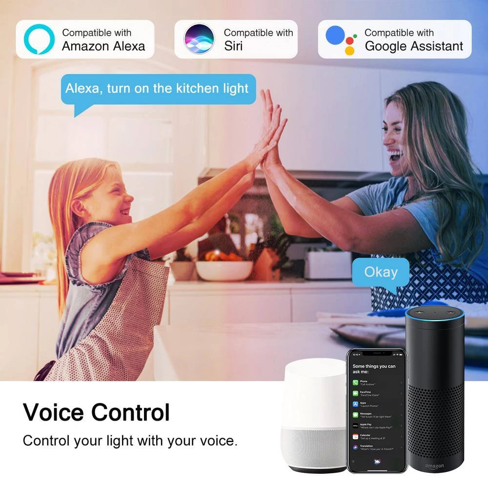 100W Equivalent LED RGB Color Changing 2700K-6000K WiFi Smart Light Blub (1-Pack) by YANSUN 5 100W Equivalent LED RGB Color Changing 2700K-6000K WiFi Smart Light Blub (1-Pack) by YANSUN - Image 3