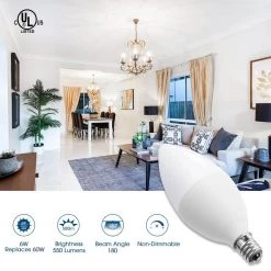 UL-Listed 60-Watt Equivalent 6W C11 Non-Dimmable LED Candle Light Bulb E12 Base in Daylight 5000K (6-Pack) by YANSUN -YANSUN Shop yansun led light bulbs h zn12103e26 2 fa 1000