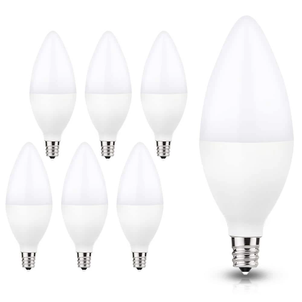 UL-Listed 60-Watt Equivalent 6W C11 Non-Dimmable LED Candle Light Bulb E12 Base in Daylight 5000K (6-Pack) by YANSUN 3 UL-Listed 60-Watt Equivalent 6W C11 Non-Dimmable LED Candle Light Bulb E12 Base in Daylight 5000K (6-Pack) by YANSUN