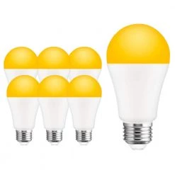 12-Watt, 100-Watt Equivalent A19 Dusk to Dawn LED Bug Light Bulb E26 Base in Yellow-Colored 2000K (6-Pack) by YANSUN
