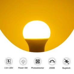 6-Watt, 40-Watt Equivalent 2000K A19 Dusk to Dawn Outdoor Bug Light Yellow LED Light Bulb(4-Pack) by YANSUN -YANSUN Shop yellow yansun bug light bulbs h gg xc003ow6e26 4n1 4f 1000